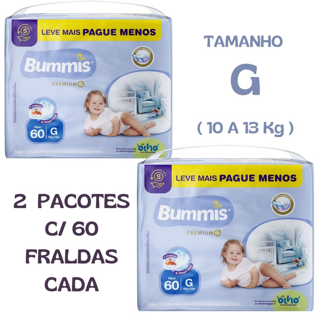 FRALDA INFANTIL CAPRICHO BUMMIS PREMIUM HIPER G COMBO 2 PCTS