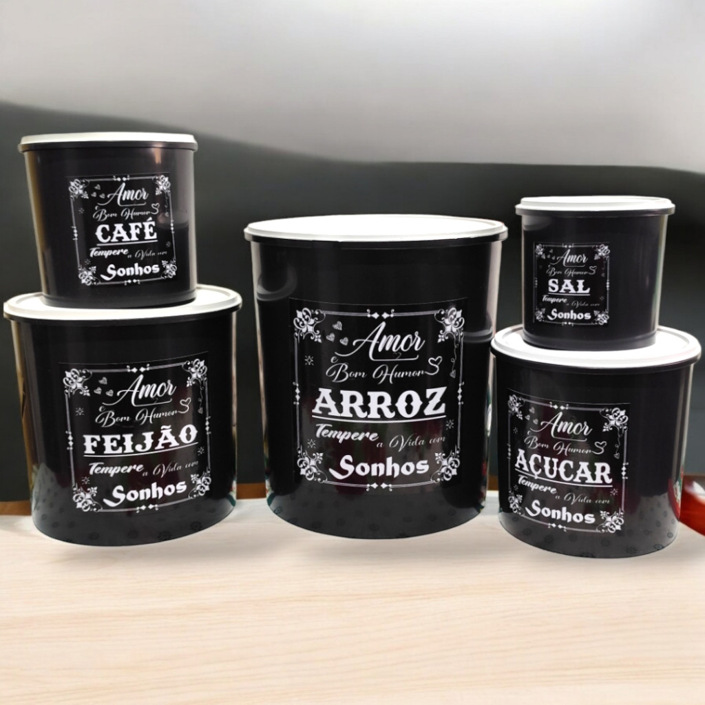 Kit 5 Mantimentos De Cozinha Pote Porta Mantimento 5 Peças Utensílios Para Cozinha