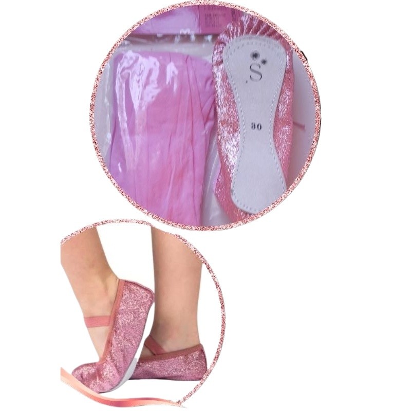 Kit Sapatilha meia ponta de Gliter mais meia calça fio 40 marca stelariss