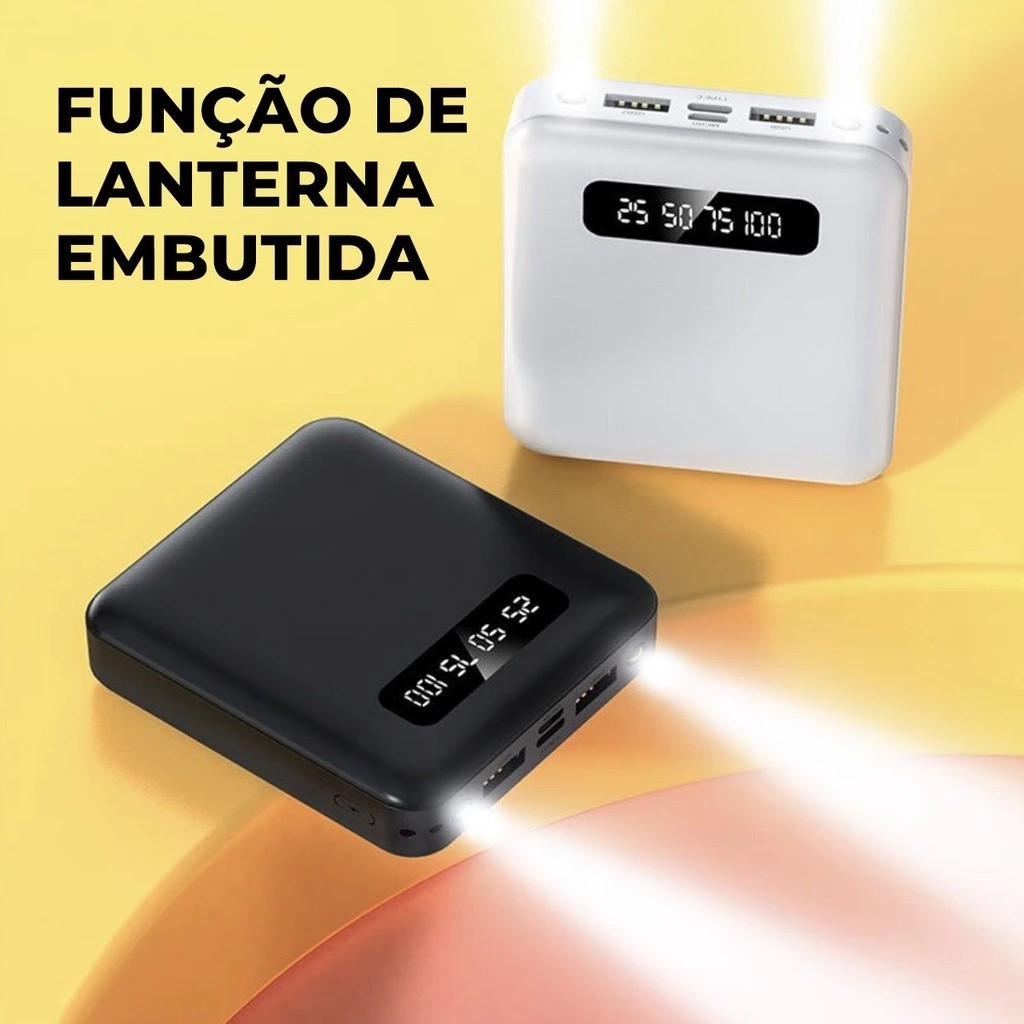 Carregador Portátil 10000mah con 4 cables de carga rápida Banco de energía digital LED