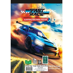 Livro para Colorir Formato A4 180g com 28 Folhas Fast Race, Divertido e Educativo