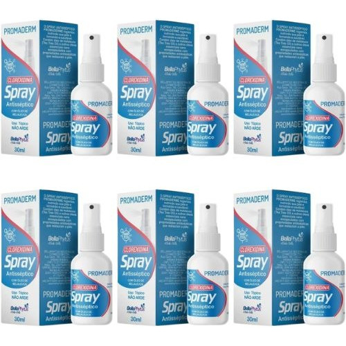 6 Antisséptico Promaderm Clorexidina Bellaphytus Spray 30ml