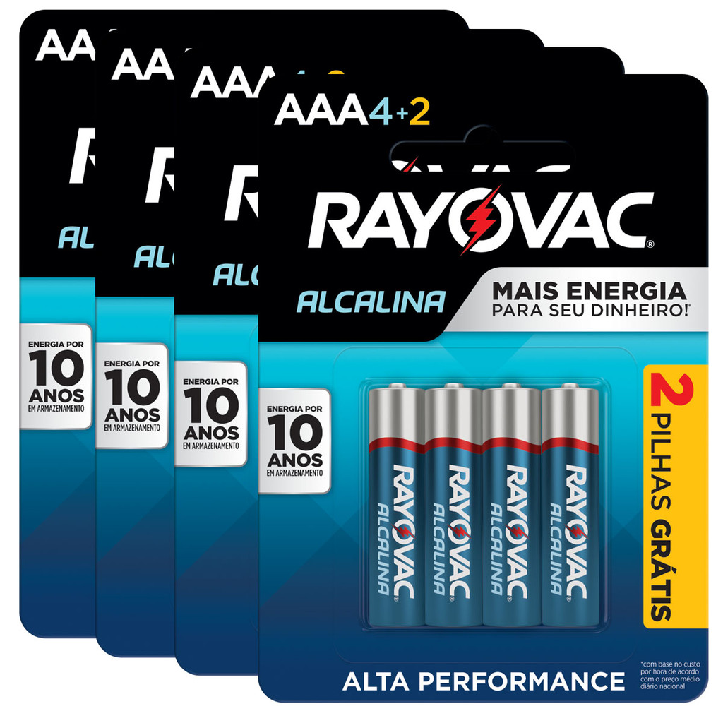 Pilha Alcalina AAA Rayovac Bateria 3A Palito kit 24 unidades - Home Appliances