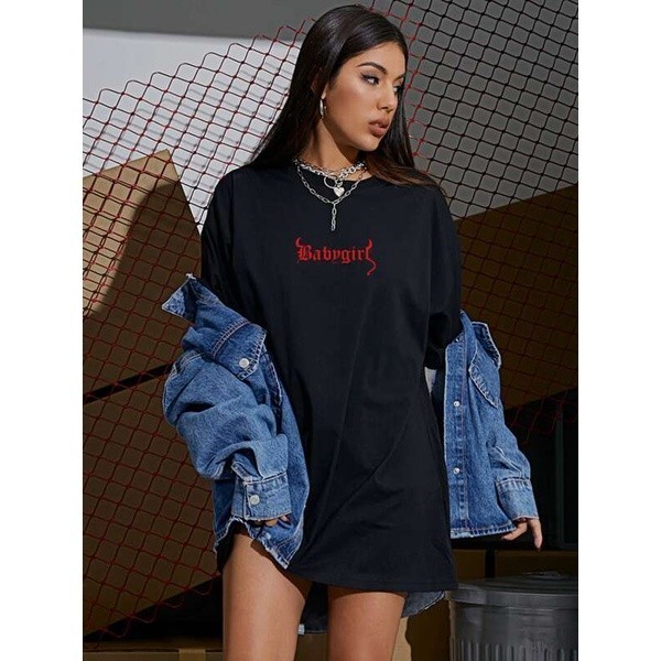 Camiseta   Feminina  Tumblr Estilo de Rua estampa Baby Girl  algodão fio 30.1 T-Shirt Exclusiva Confortavel Casual