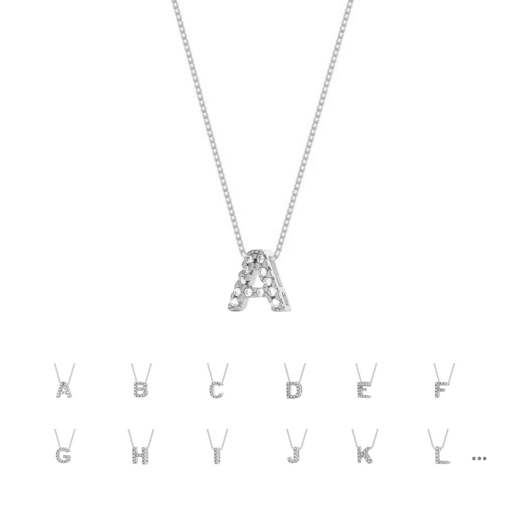 Colar Feminino Letra Cravejado Zircônia Prata Pura 925 Garantia Vitalícia para a prata Foreli