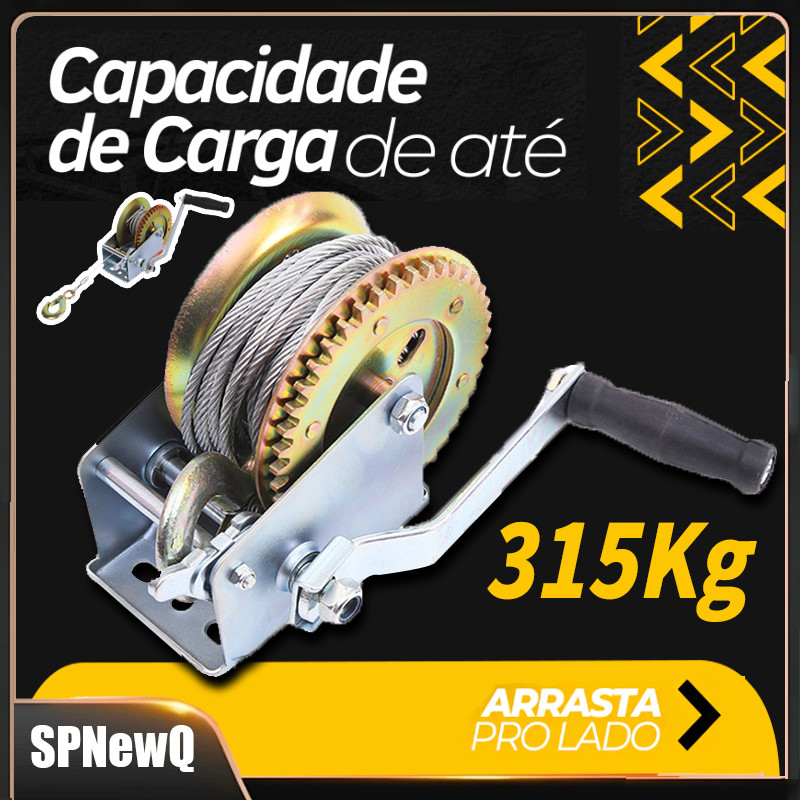 315 Kg Guincho Manual de Catraca Com cabo de aço para Carreta Lancha Barco Jet Ski até 694lbs