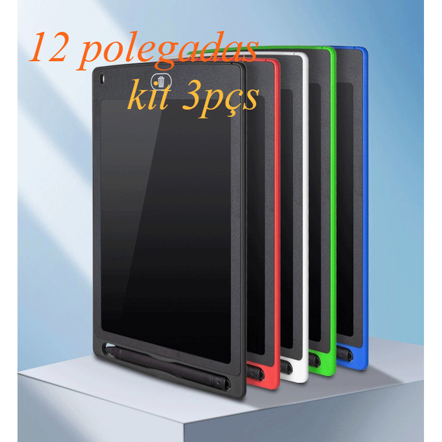 Kit 3pçs Lousa Mágica Tela Lcd Tablet Infantil 12 Polegadas De Escrever E Desenhar em Oferta na Shopee