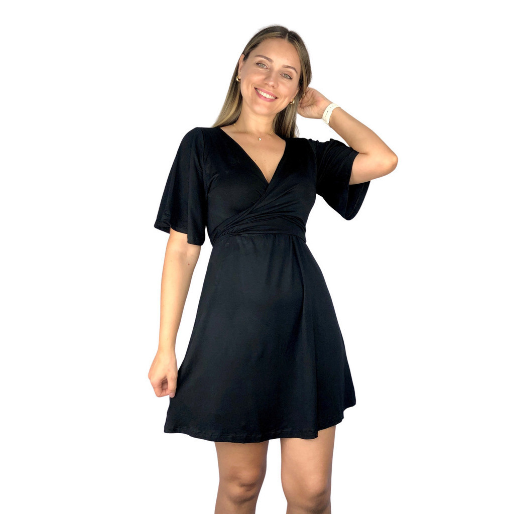 Vestido 4 em 1 Diversas Cores Premium Casual Gestante Amamentar Maternidade Grávida Amamentação em Oferta na Shopee