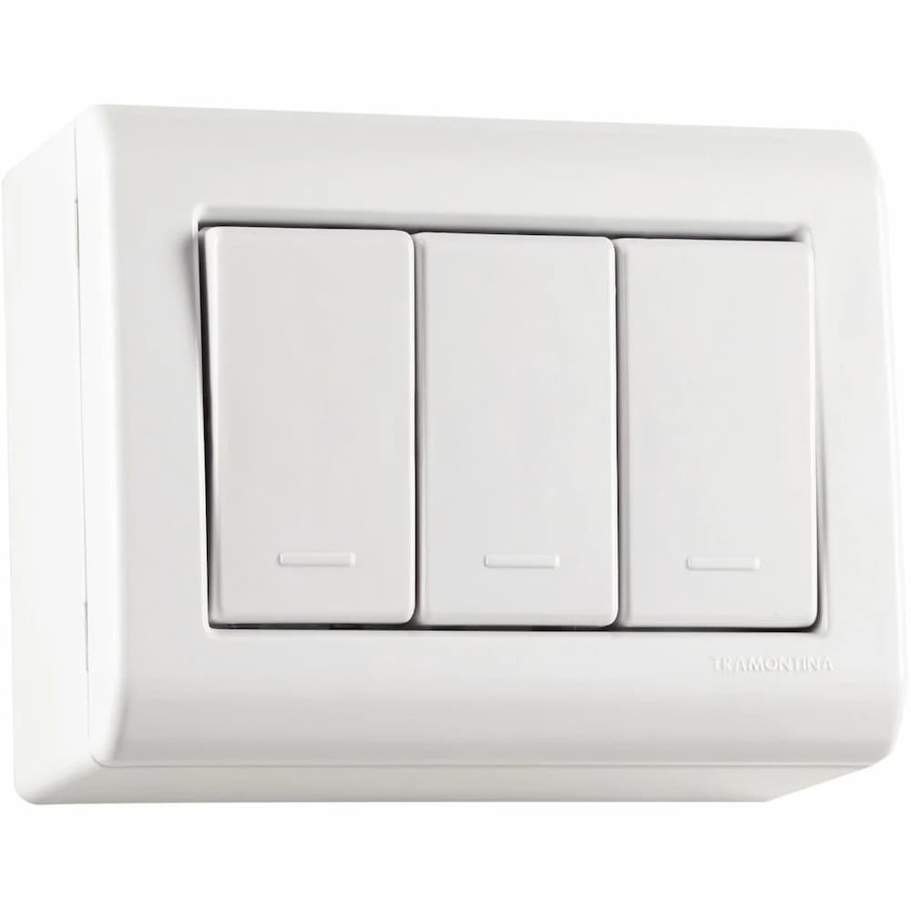 Caixa de Sobrepor com 3 Interruptores Simples 10 A 250 V - Tramontina LizFlex Branca em Oferta na Shopee