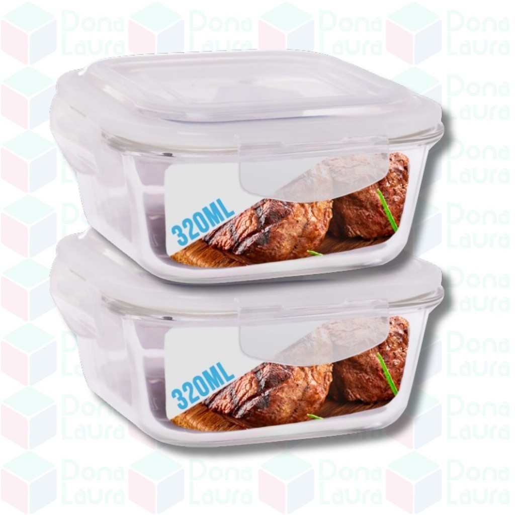 Conjunto 2 Potes Vidro 320ml Hermético 4 Travas Alimentos em Oferta na Shopee
