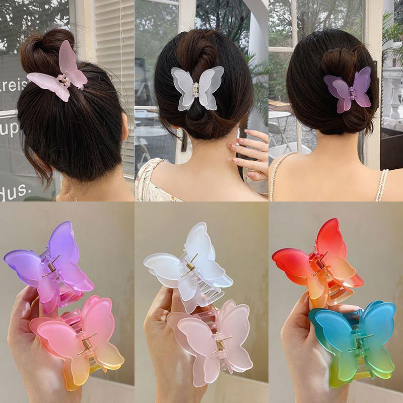 Clip De Cabelo Borboleta Colorido Fosco Internet Celebrity Girls Back of Head Hair Ins Shark Cabeleireiro Doce Temperamento Acessórios