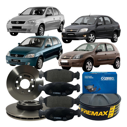 Kit Disco Freio Pastilha Celta Corsa Prisma 2000 Á 2009 - Spare Parts and Accessories for Vehicles