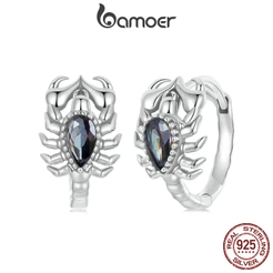 Brincos Bamoer 925 Sterling Sliver Hoop Escorpião Vintage Design Jóias De Ocasião Diária Presentes Para Mulheres