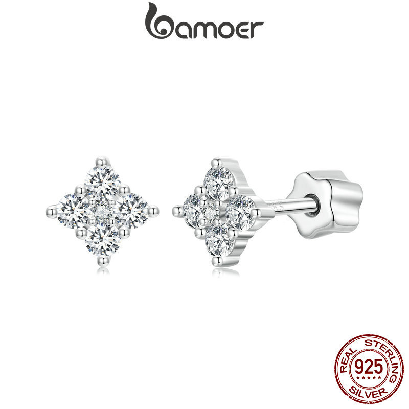 Brincos De Fita Bamoer 925 Sterling Moissanite De Quatro Folhas Desenho De Trevo Brilhante Jóias Presentes Para Mulheres em Oferta na Shopee