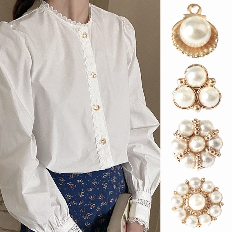 Bfxdg 10pcs /Set Elegante Botão de Metal Pérola Alta Botão de Vestido de Senhora Camisa Cardigan Botão Decorativo