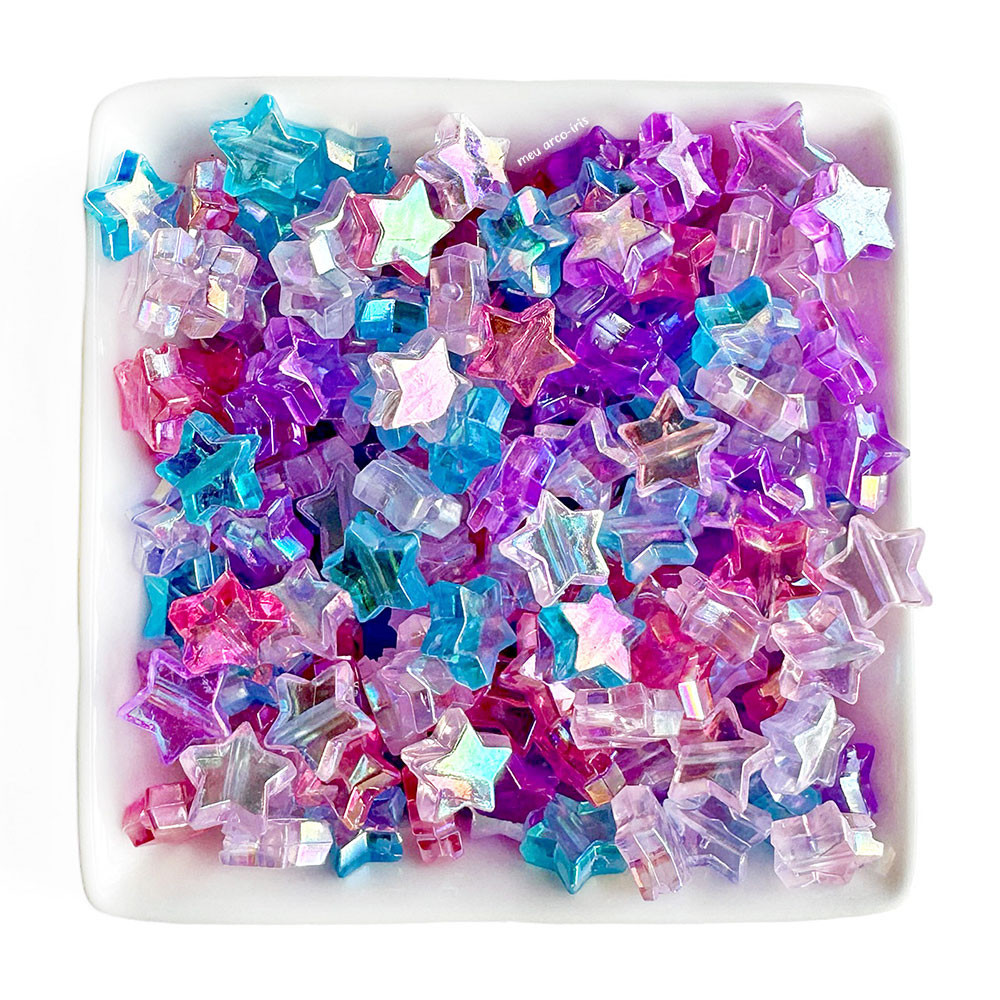 Miçanga Estrela Translúcida Irisada - 160 pçs em Oferta na Shopee