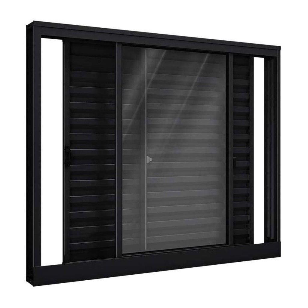 Janela de Alumínio Veneziana de Correr Lateral 3 Folhas Móveis 100x100cm Riobras Preto em Oferta na Shopee