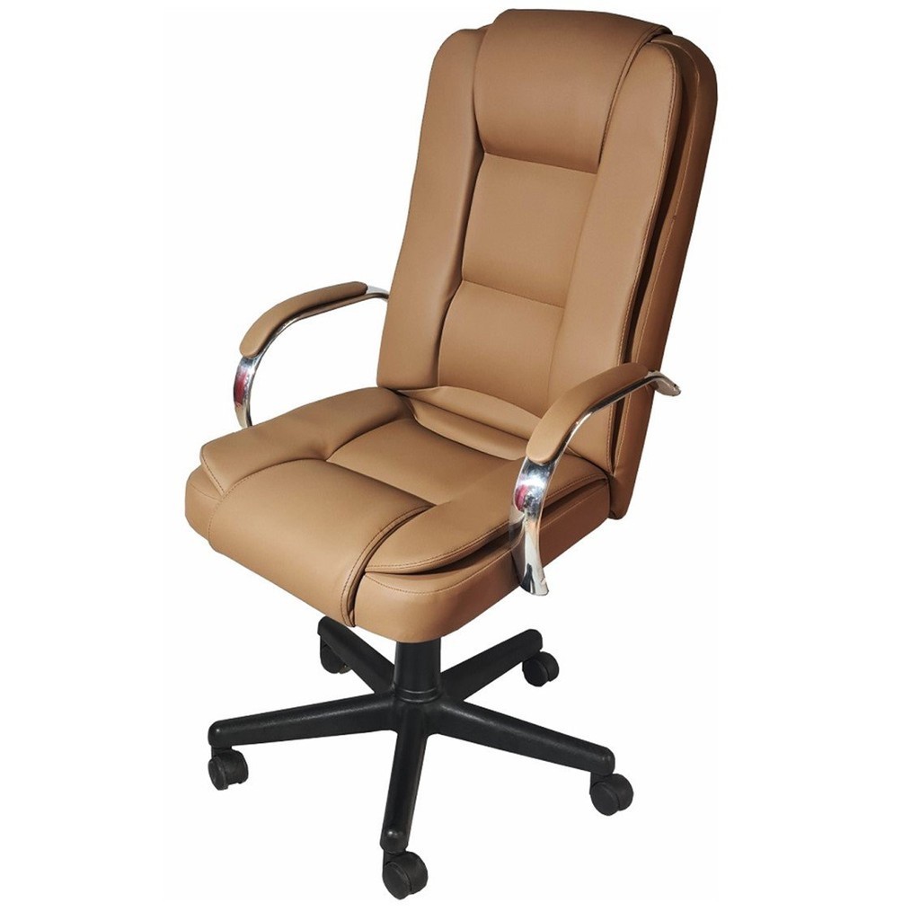 Cadeira de Escritório Presidente em Corino Base Preta Euro Caramelo - Home & Living