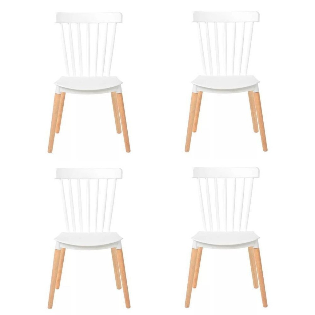 Conjunto com 4 Cadeiras para Sala de Jantar Windsor Pp Branco - Home & Living