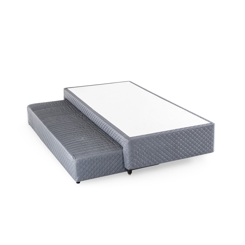 Base Box Solteiro com Colchão Auxiliar de Mola 88x188x28cm Seattle Cinza em Oferta na Shopee