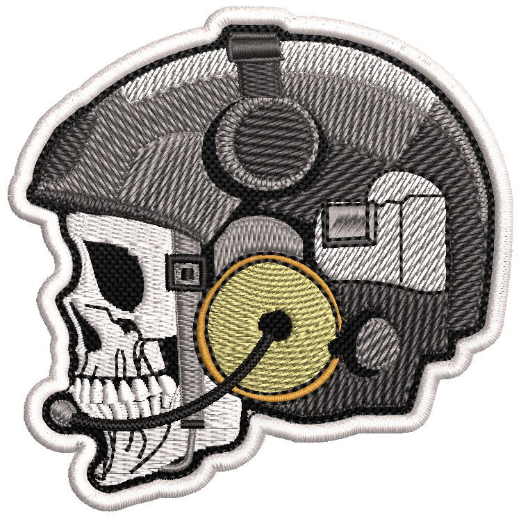 Patch Bordado Tático Caveira Militar Capacete 7cm