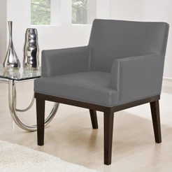 Poltrona Decorativa Para Sala de Estar e Recepção Beatriz W01 Corino Cinza - Lyam Decor