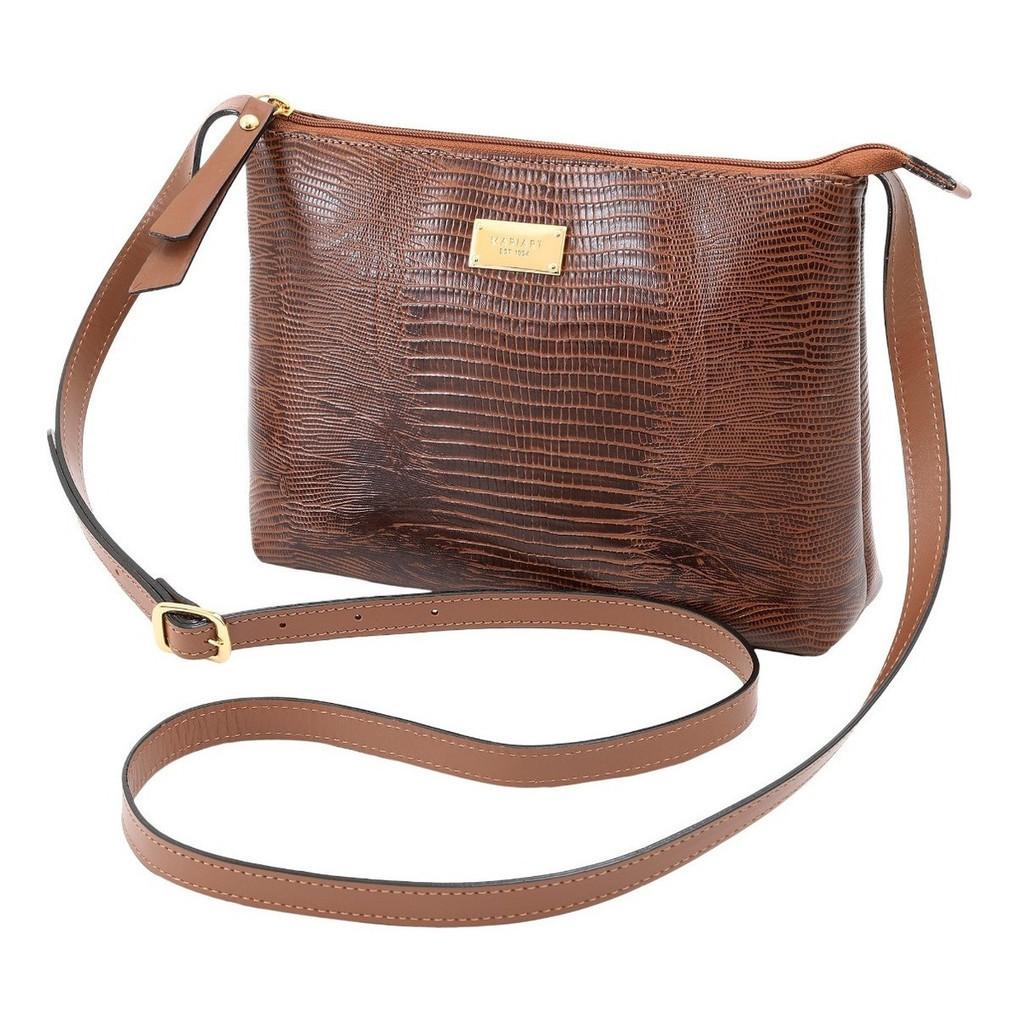 Bolsa Transversal Feminina Couro Legítimo Zíper Mariart 2190