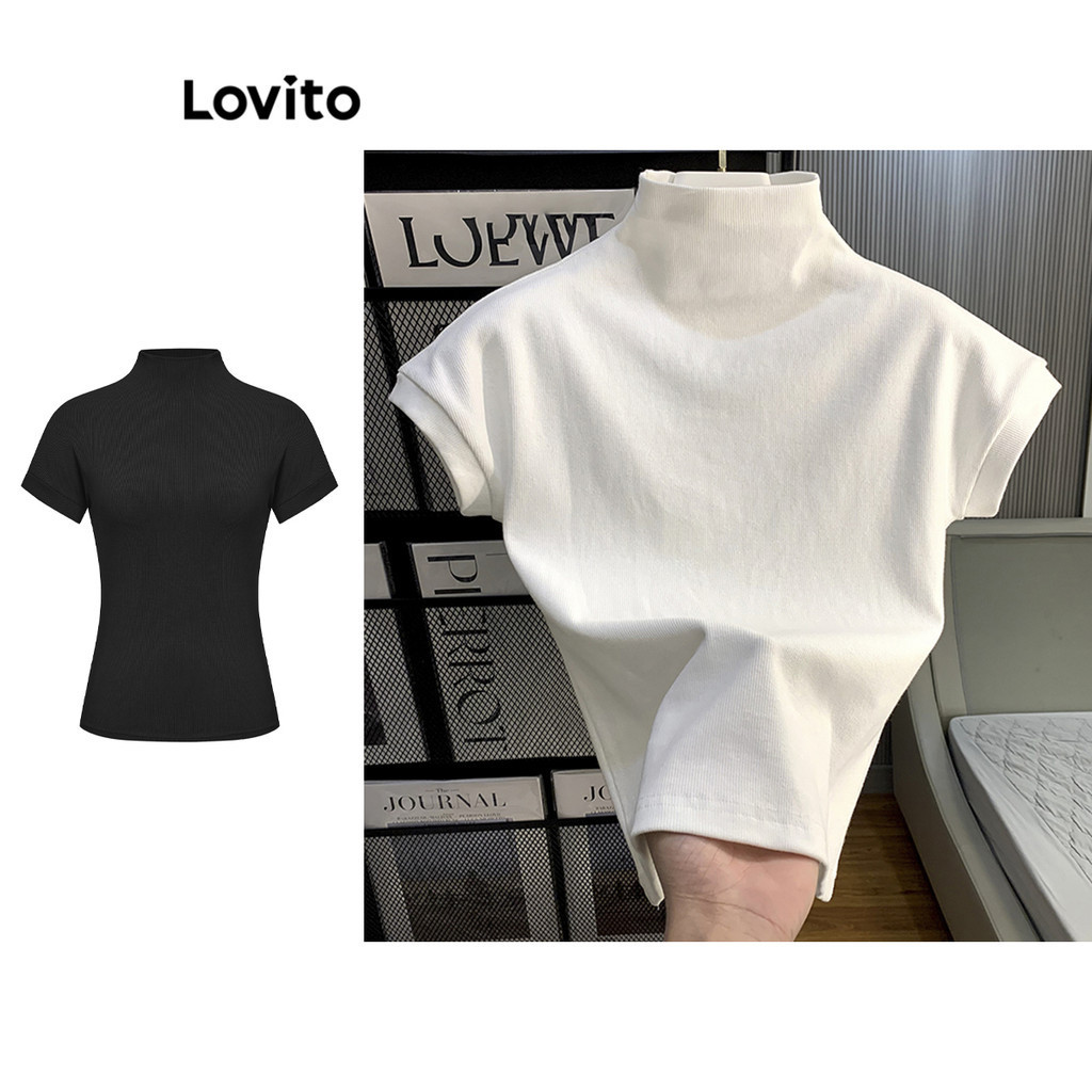 Lovito Elegante Camiseta Feminina Lisa Básica LNE15039 (Branca)