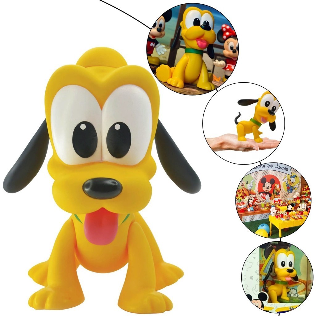 Pluto Baby Boneco Vinil Articulado Cachorro Do Mickey Disney