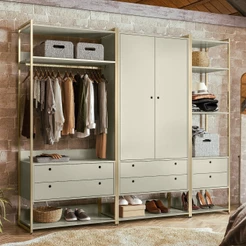 Guarda Roupa Modulado Closet Industrial 2 Portas 6 Gavetas Off White Olivar Móveis