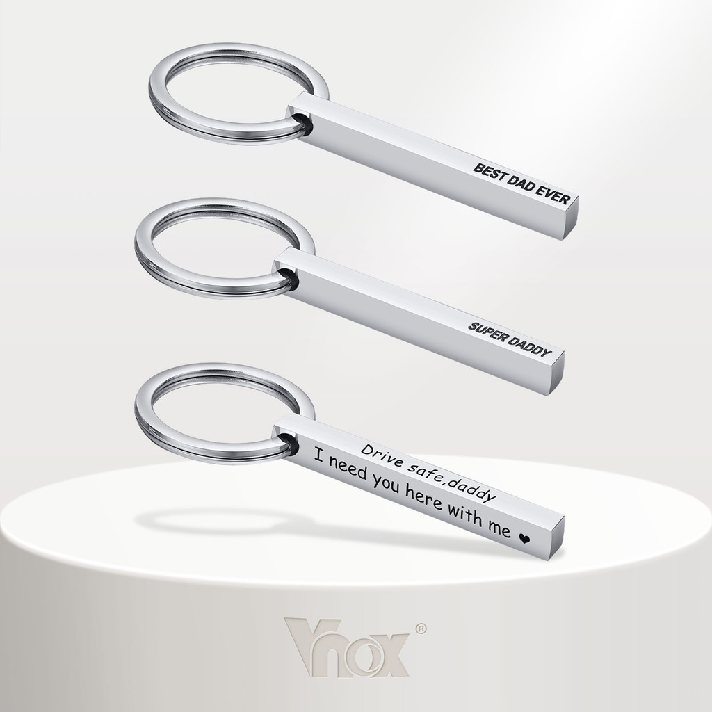 Chaveiro Vnox Fashion 3D Bar Men's Keychain , Pingente Geométrico De Aço Inoxidável Para O Dia Dos Pais