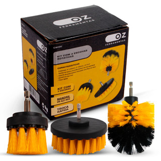 Kit 3 Escovas Limpeza Box Sofás Tapetes Estofados Banheiro Cor Amarelo E Preto Cw100 Oz em Oferta na Shopee