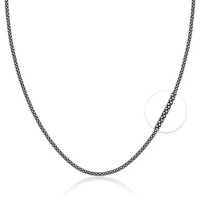 Corrente pipoca envelhecida bali prata 925 45cm em Oferta na Shopee