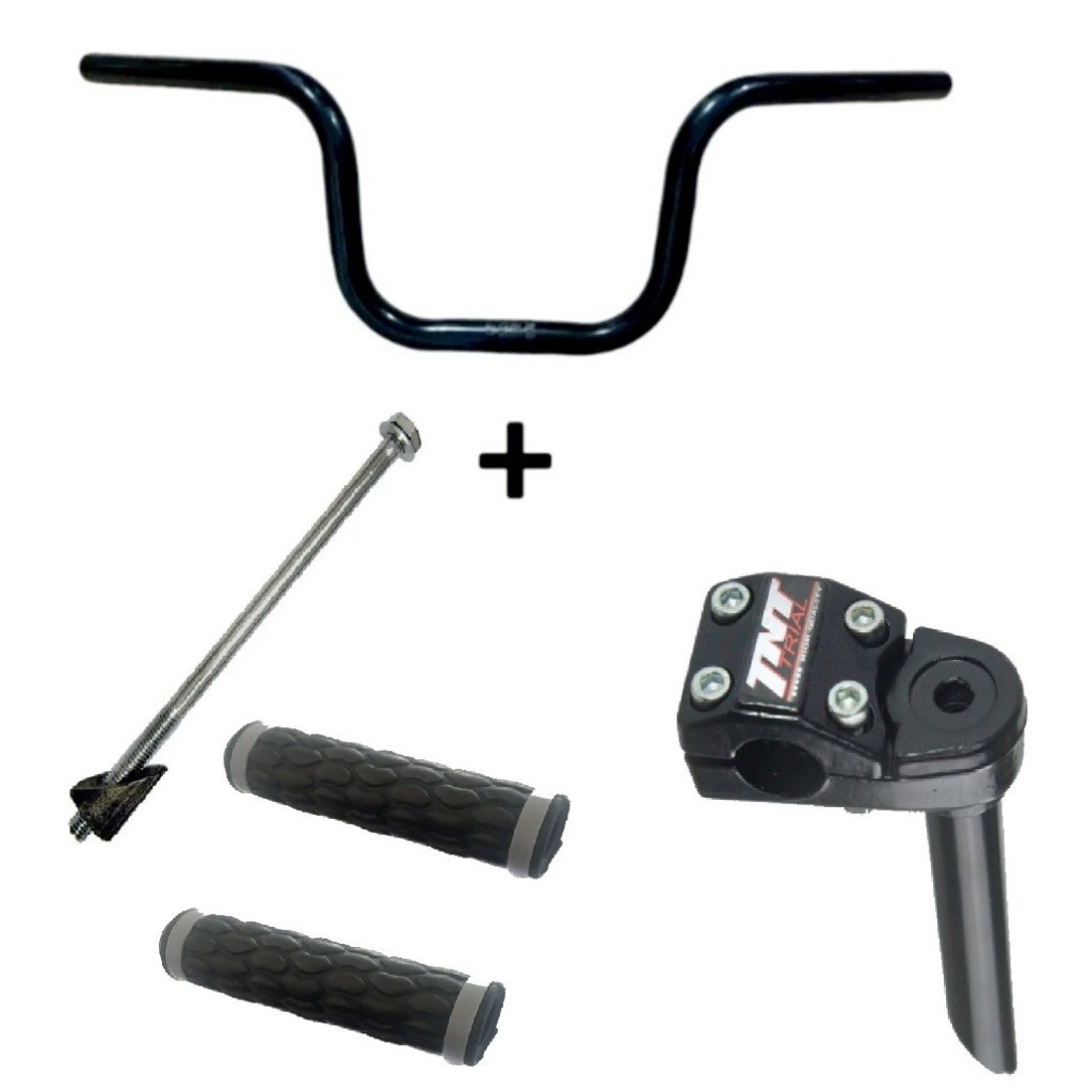 Guidão Para Bicicleta Tipo CG Titan Kit Com Mesa Alumínio 22,1mm + Parafuso Expander E Manopla de Montagem