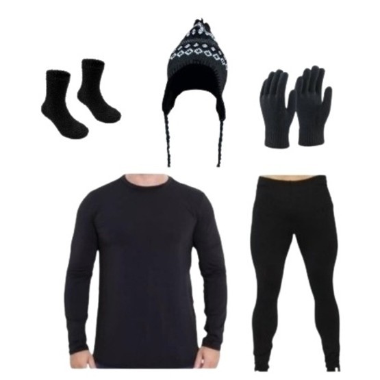 Calça Com Blusa Térmica Flanelada Inverno Frio Manga Longa gorro touca lã meia térmica luva masculino feminino