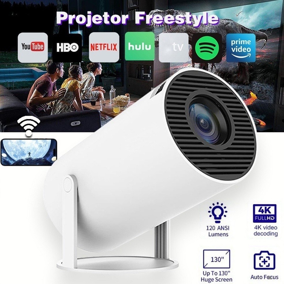 Projetor Wi-fi lançamento Portátil com Android HDMI Smart Cinema H300 4k HD YB em Oferta na Shopee