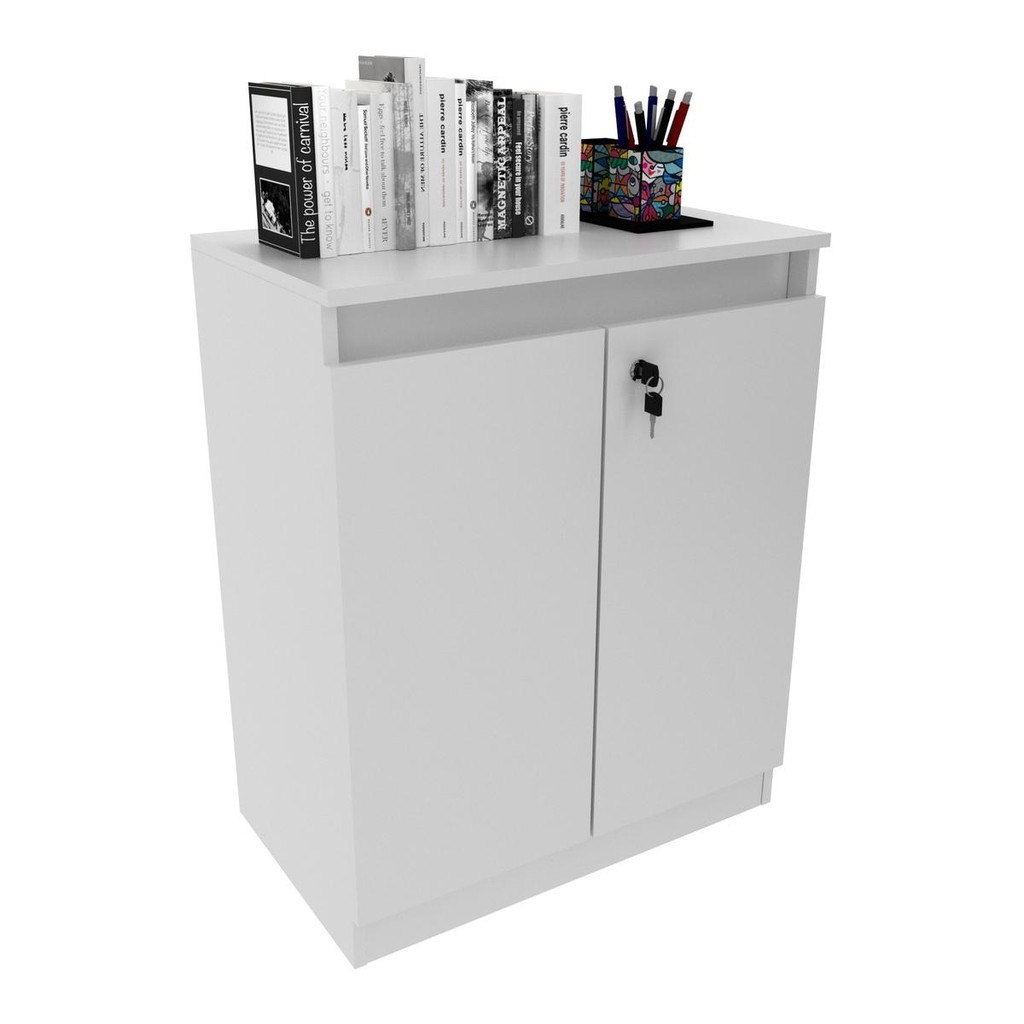 Balcão Escritório com Chave Multimóveis CR25046 Branco - Home & Living
