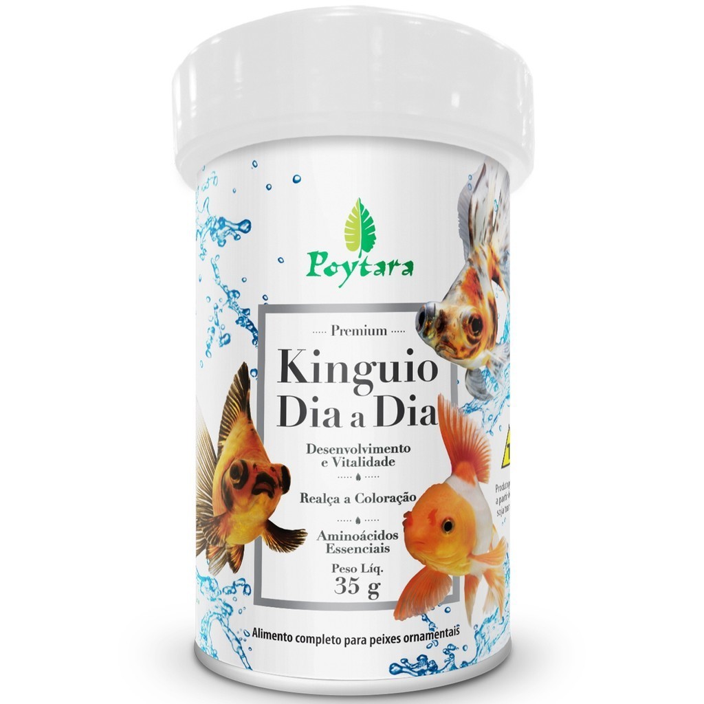 Ração Para Peixes Alimento Poytara kinguio dia a dia 35g