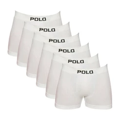 Kit 6 Cuecas Polo 781 Algodão Boxer Sem Costura - Branco