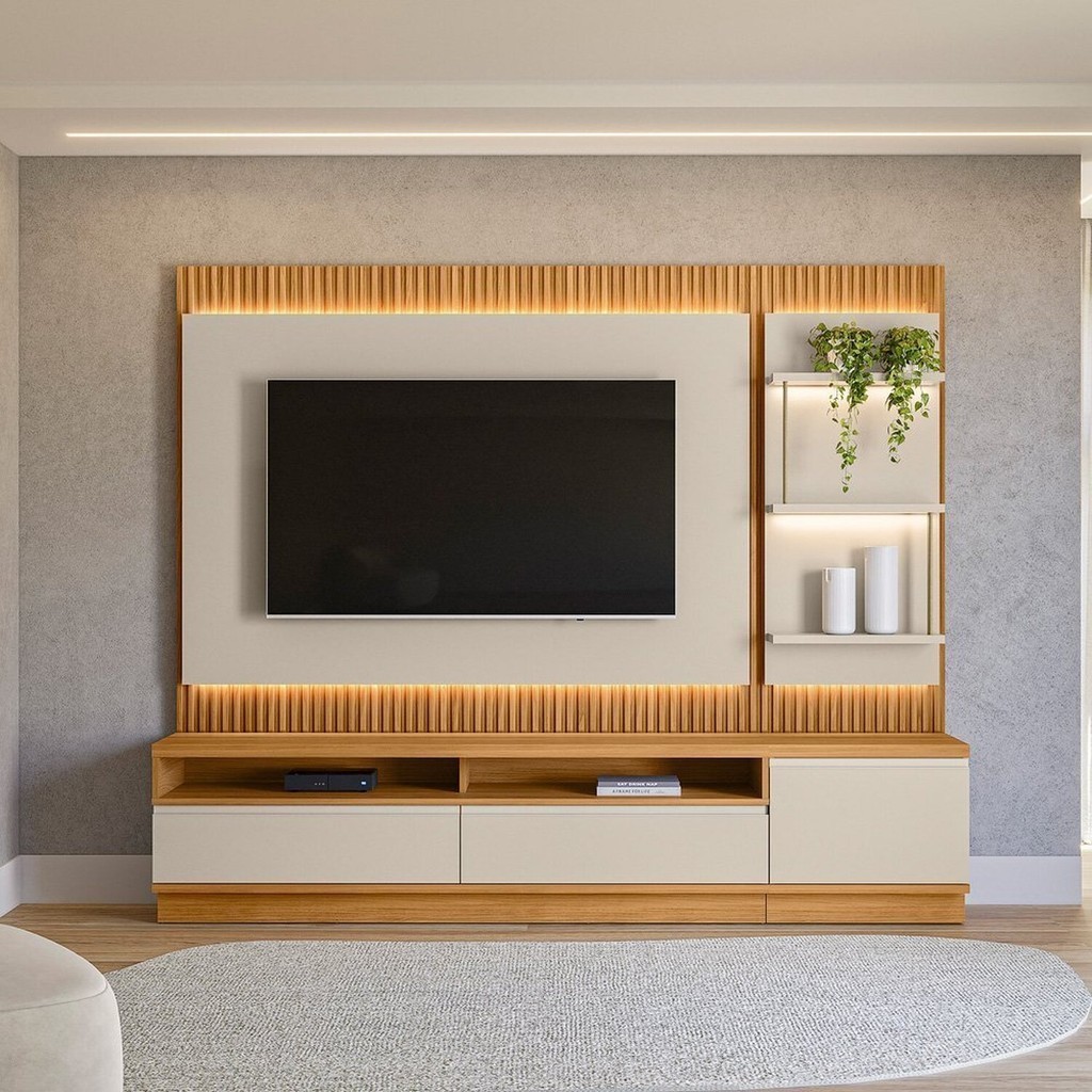 Estante para TV e Home Theater MDF 58CMX198CM Módulo Lateral São Paulo Branco