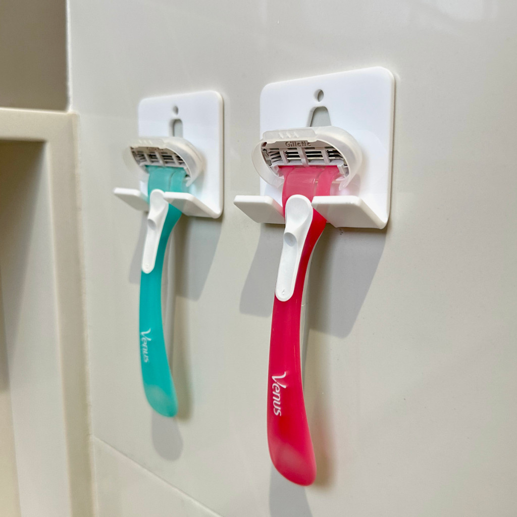 Kit 2 unid. Suporte Para Lâmina de Barbear Parede Banheiro Gilete Autocolante Acrílico