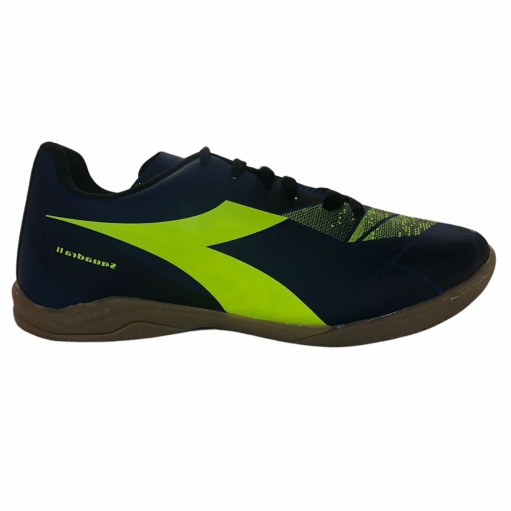Chuteira Tênis Futsal Diadora Squadra II Azul Amarelo Original Para Futebol de Salão