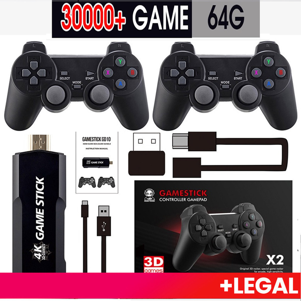Jogo de vídeo vara 2-4kGD10 64GB 37000 MIL jogo + 2 Prompt controle transporte jogo Retro para PSP PS1 GBA
