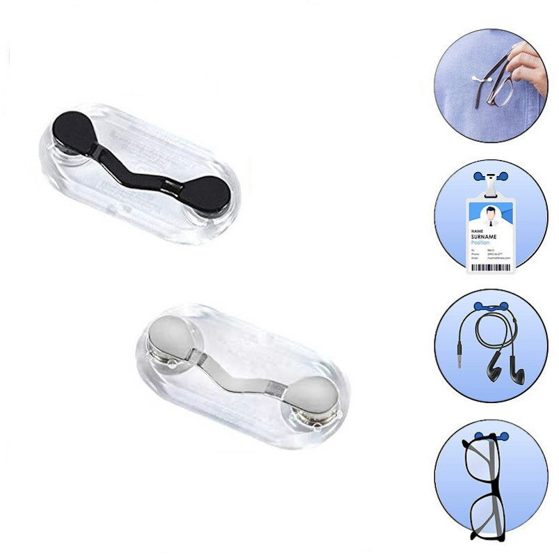 2 Suporte magnético para óculos crachá fone de ouvido caneta