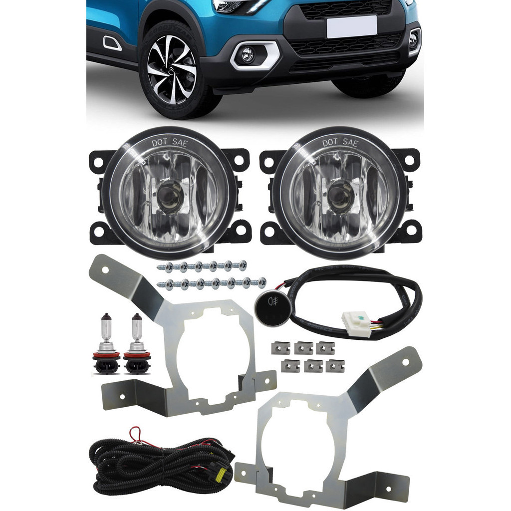 Kit Farol de Milha Neblina C3 2023 Em Diante Botão Painel