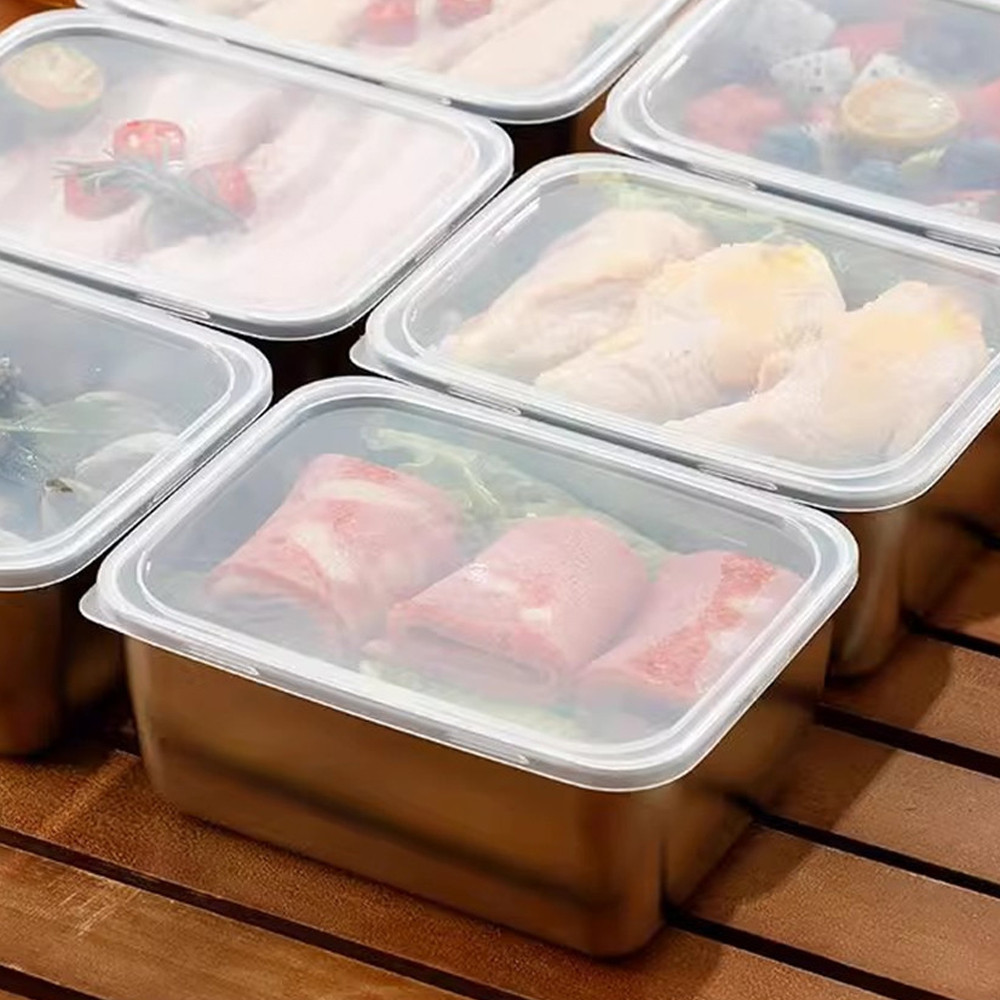 Forno De Microondas Caixa De Almoço De Aço Inoxidável Aquecida Com Tampa/Picnic Portátil Bento Armazenamento De Alimentos/Subpackage De Refeição Redutora De Gordura/Frigorífico Container Frescos