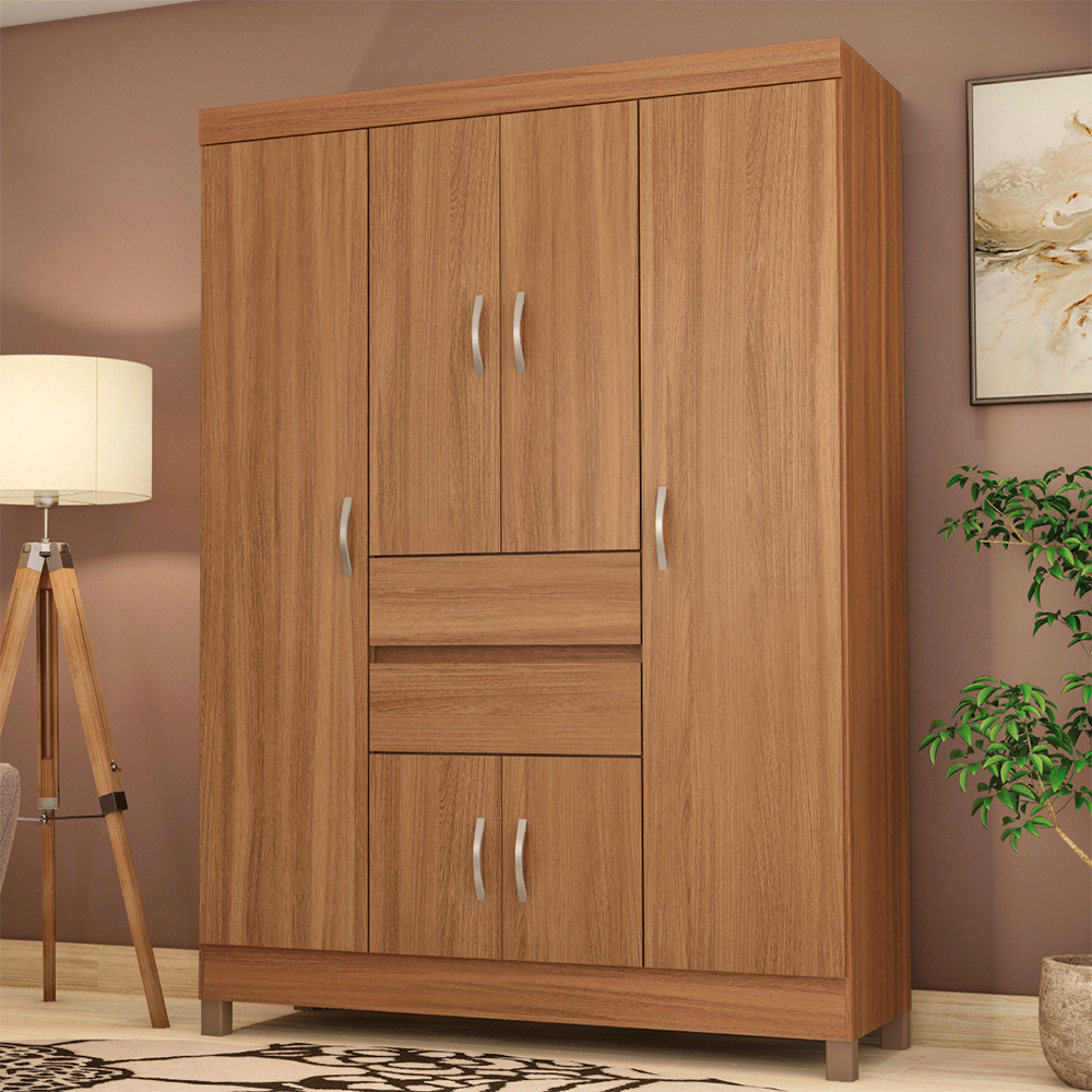 Guarda Roupa Ecom II em MDP com 6 Portas 2 Gavetas Demobile em Oferta na Shopee