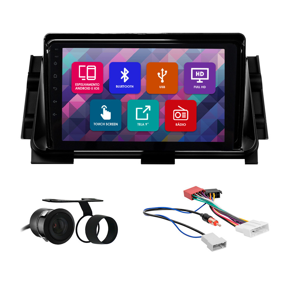 Kit Multimídia 9 Pol Kicks 2016 2017 2018 2019 2020 2021 2022 2023 Espelhamento Android Ios 2 Din Black Piano Camera Ré em Oferta na Shopee