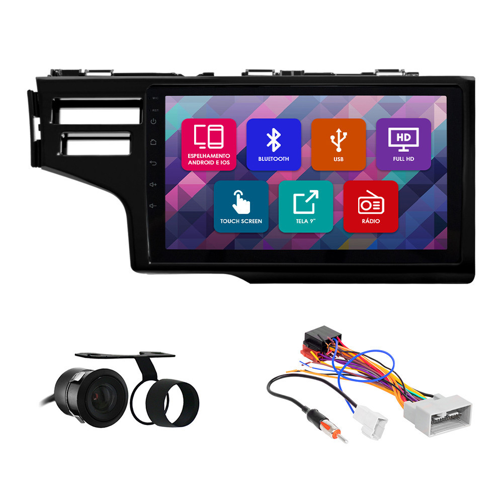 Kit Multimídia 9 Pol New Fit 2014 15 16 17 18 A 2022 Espelhamento Android Ios 2 Din Black Piano Camera Ré em Oferta na Shopee