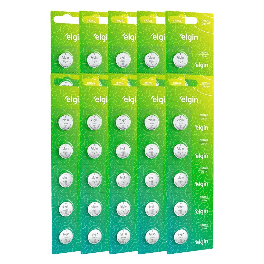 50 Baterias Pilha Moeda Cr2016 10 Cartelas 3v Relógio Elgin em Oferta na Shopee